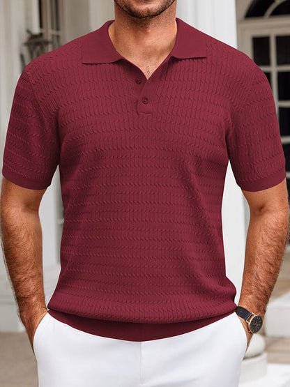 Casual Textured Knit Polo Shirt (US Only)