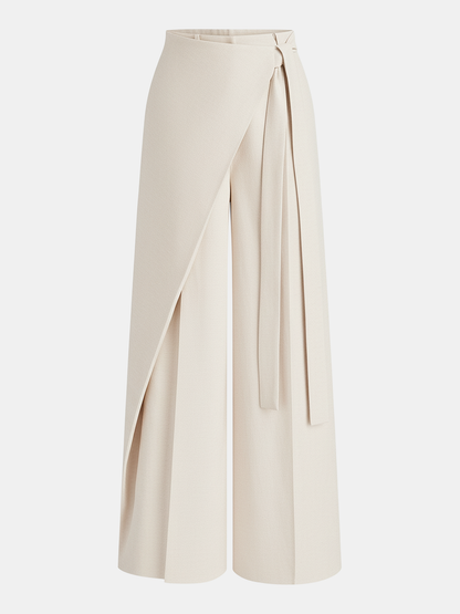 Asymmetric Wrap Wide-Leg Pants