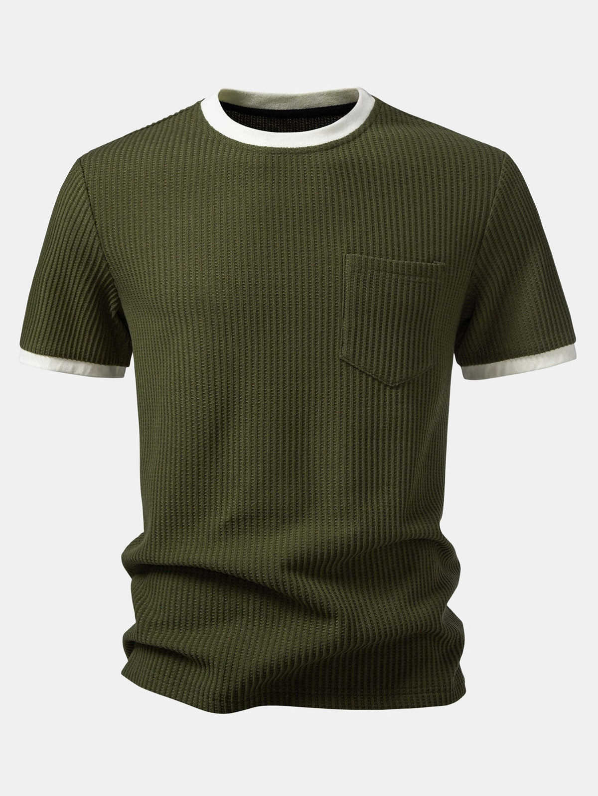 Contrast Waffle T-Shirt With Pocket