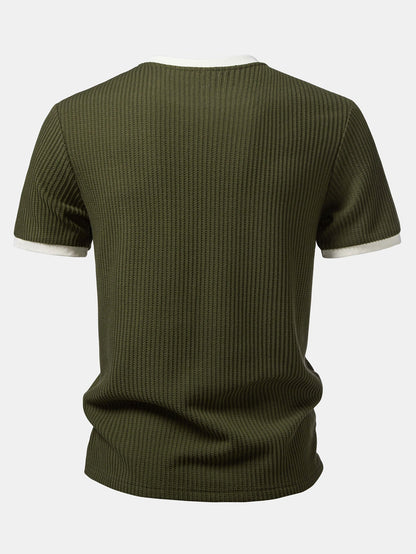 Contrast Waffle T-Shirt With Pocket