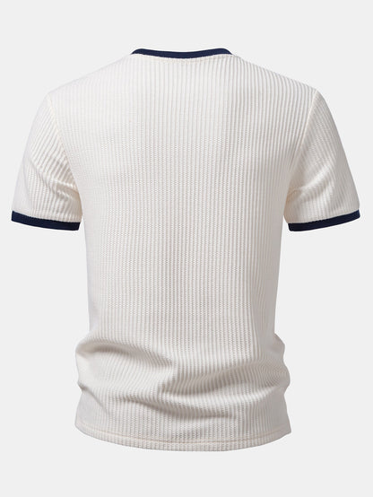 Contrast Waffle T-Shirt With Pocket