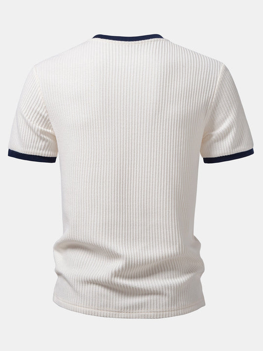 Contrast Waffle T-Shirt With Pocket
