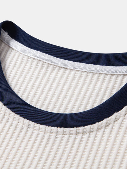 Contrast Waffle T-Shirt With Pocket