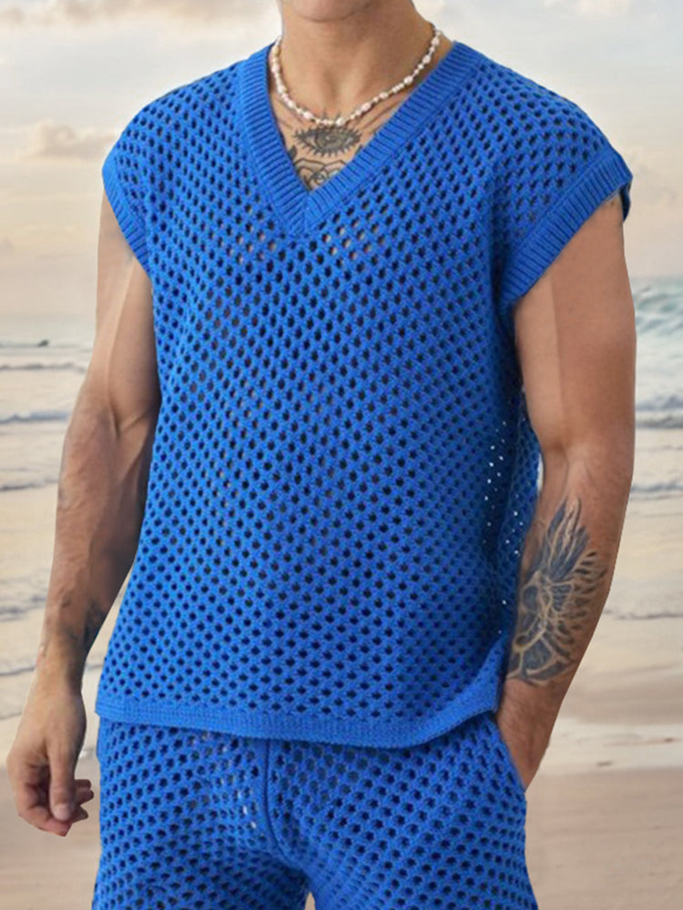 Breathable Mesh Knit Casual Set
