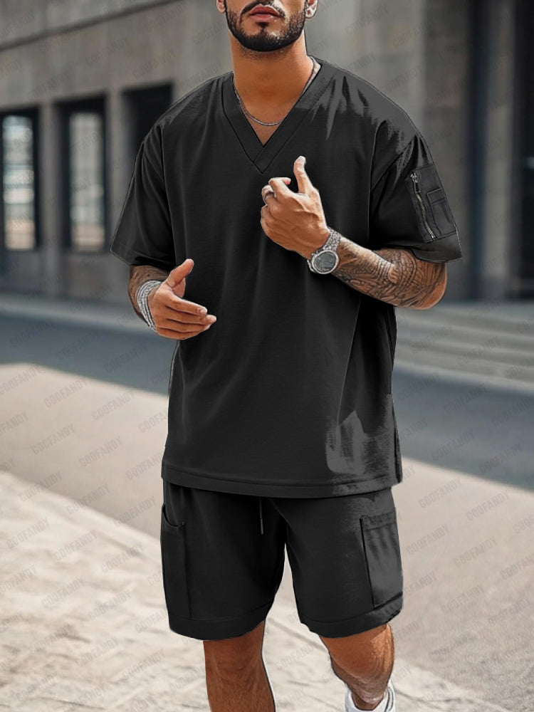 Athleisure Functional Pockets T-Shirt Set