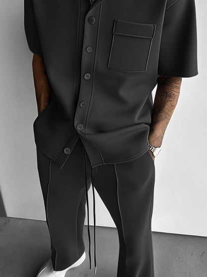 Urban Street Style Hooded Shirt Set