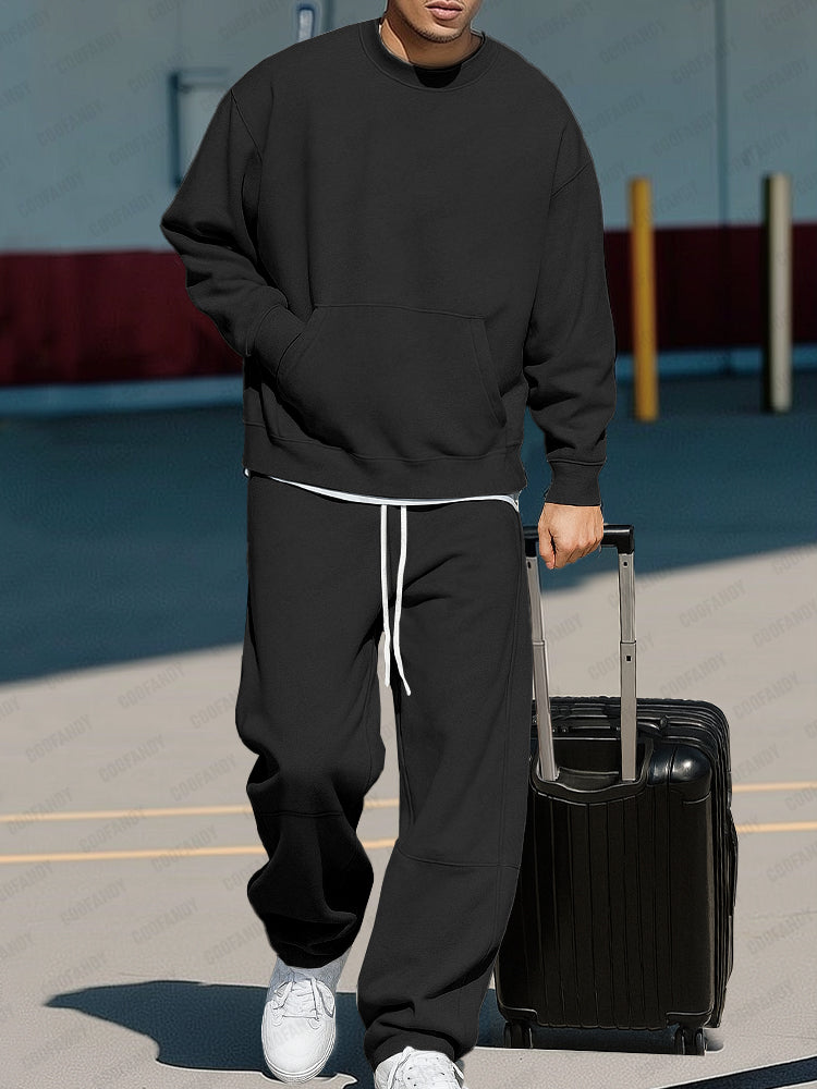 Versatile Relaxed Fit Sweatshirt Pants Set