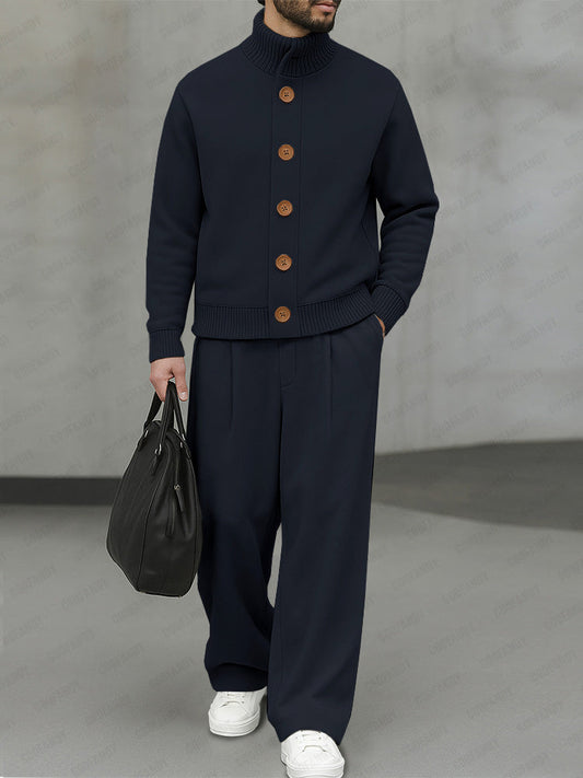 Comfort Ribbed Panel Jacket Pants Set