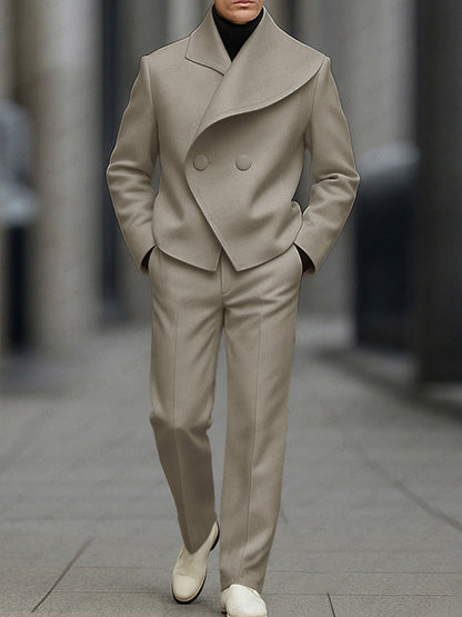 Stylish Asymmetry Design Blazer Pants Set