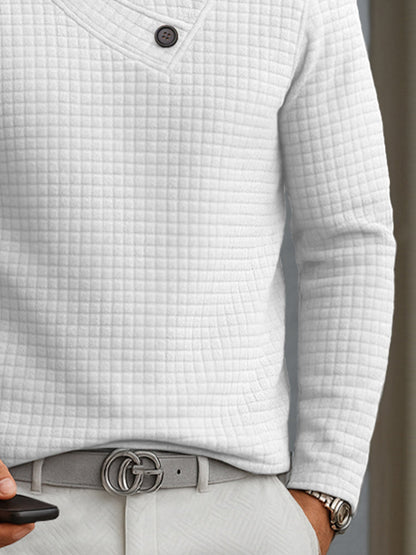 Casual Slanted Collar Square Jacquard Top