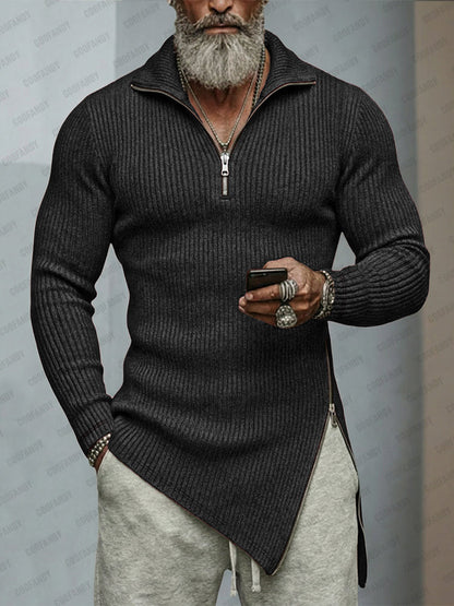 Trendy Asymmetric Hem Elastic Knit Top