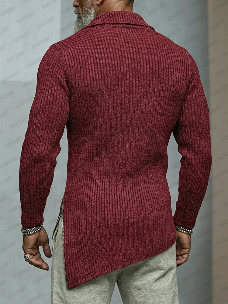 Trendy Asymmetric Hem Elastic Knit Top