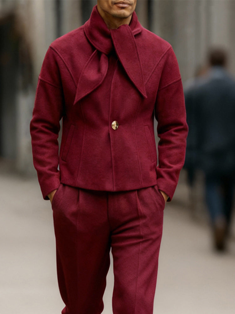Bow Tie Design Blazer Pants Set