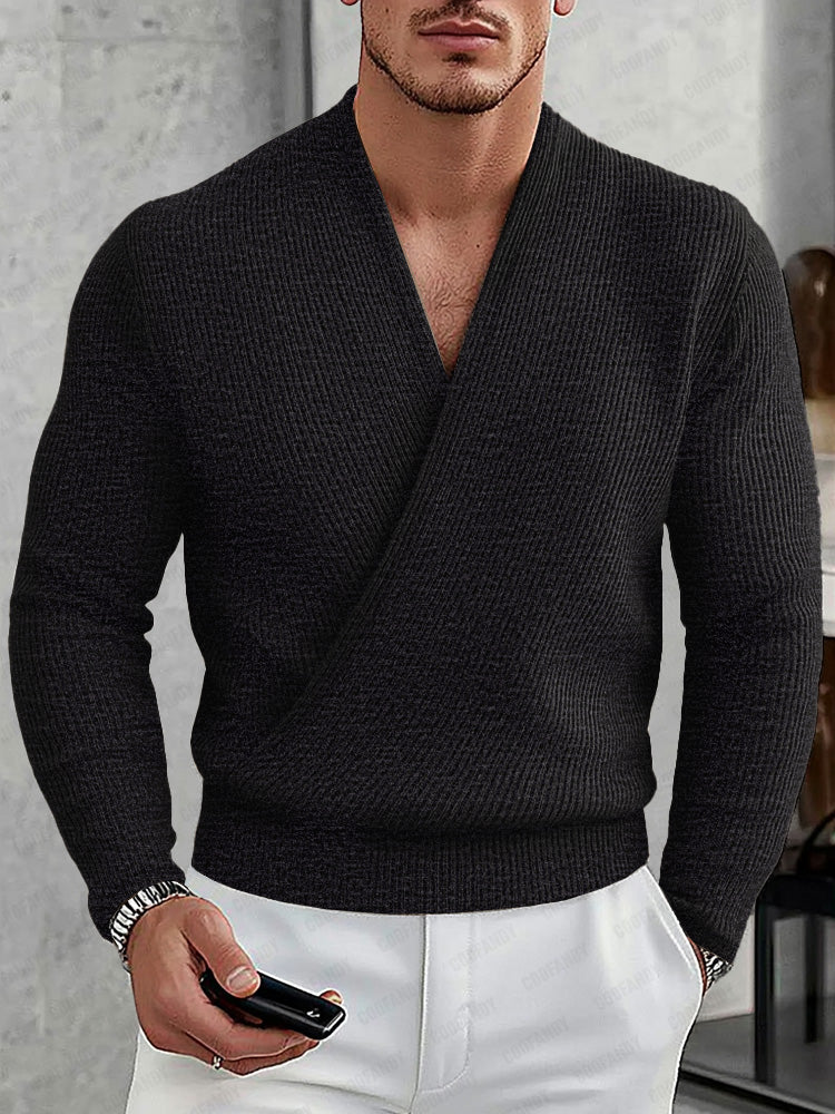 Casual Cross Placket Pullover Knit Top