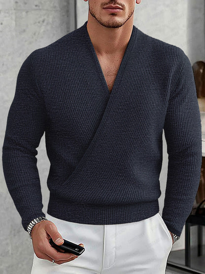 Casual Cross Placket Pullover Knit Top