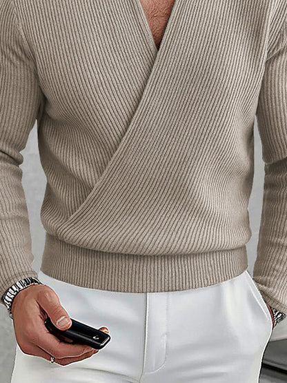 Casual Cross Placket Pullover Knit Top