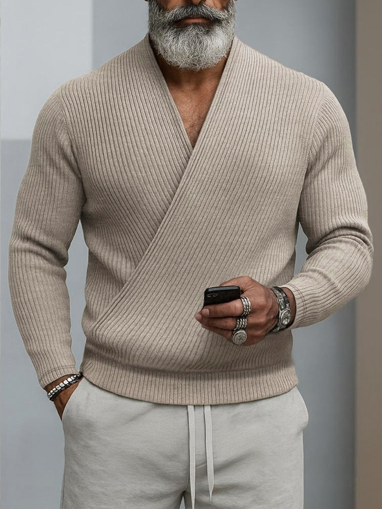 Casual Cross Placket Pullover Knit Top