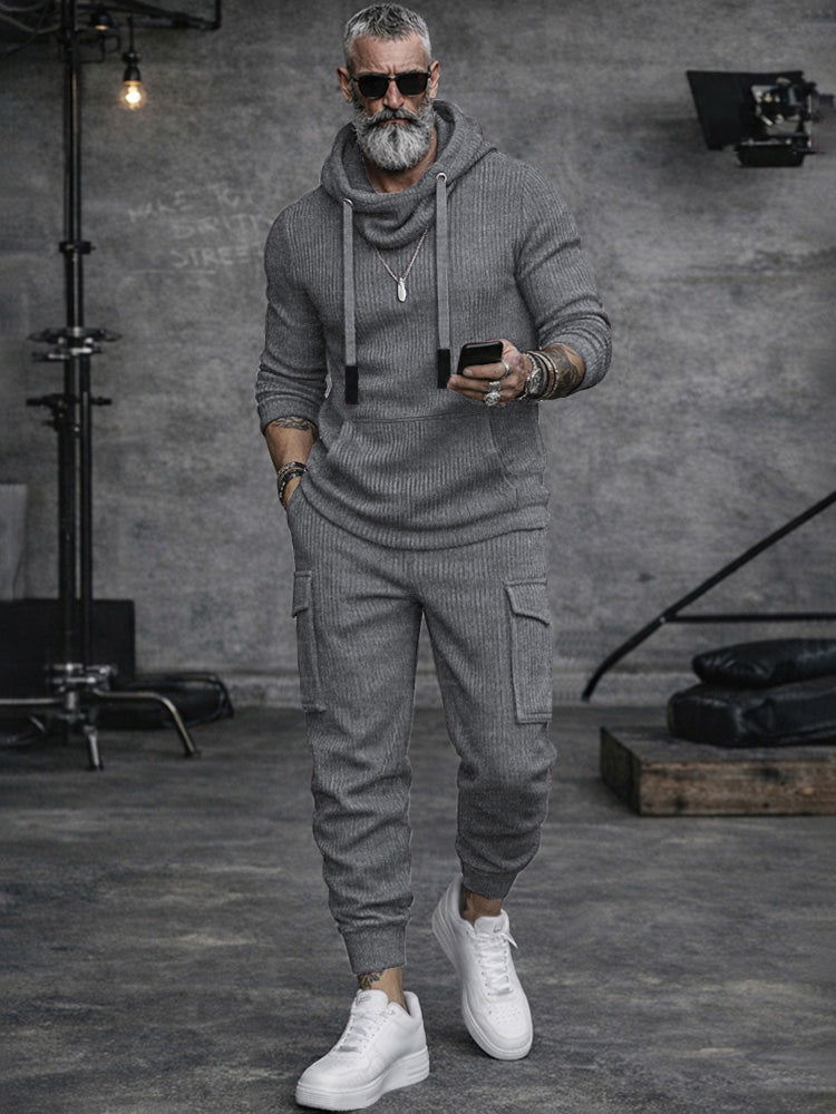Sporty Cargo Style Knit Matching Set