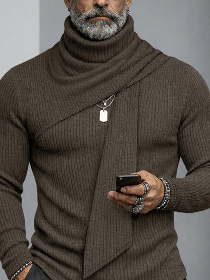 Stylish Designer Turtleneck Scarf-Decorated Knit Undershirt