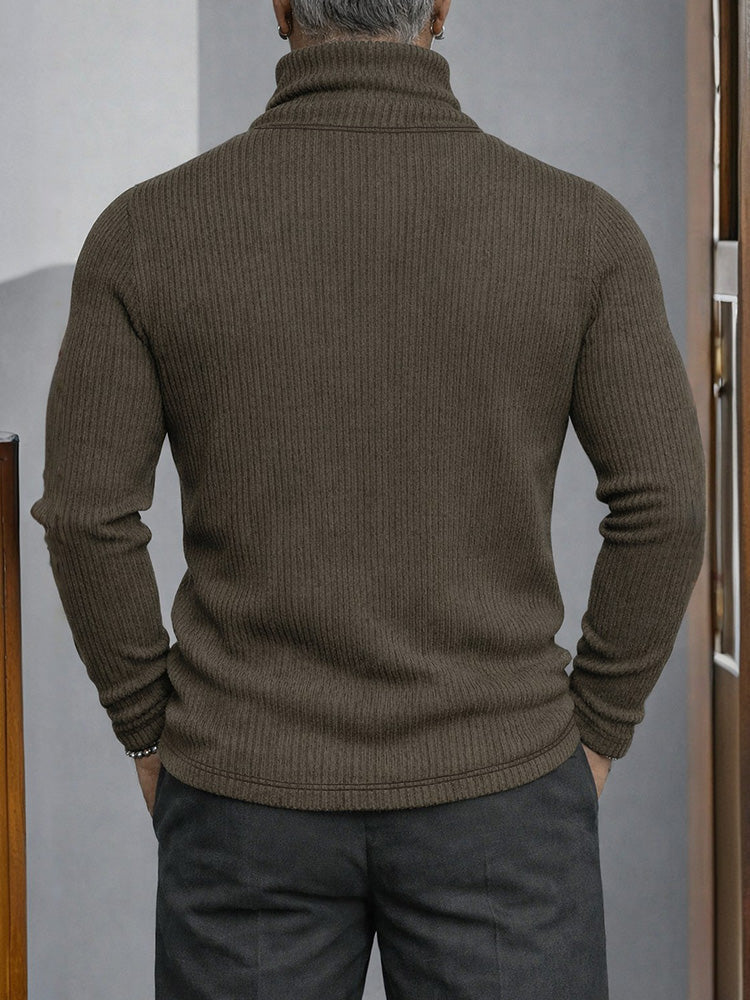 Stylish Designer Turtleneck Scarf-Decorated Knit Undershirt