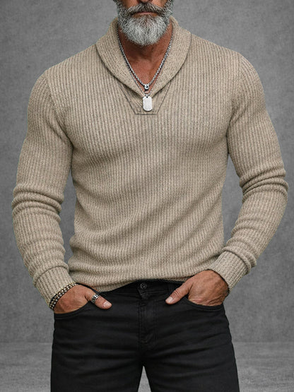 Comfortable Fit Shawl Collar Knit Top