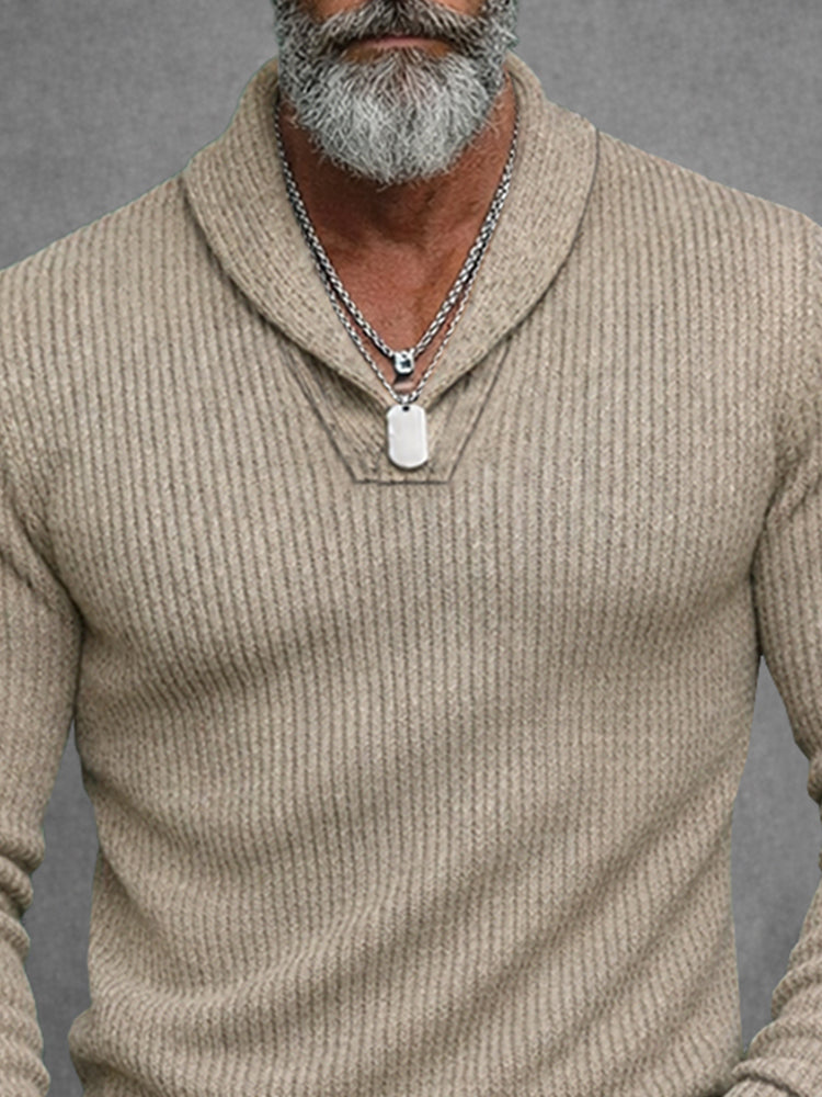 Comfortable Fit Shawl Collar Knit Top