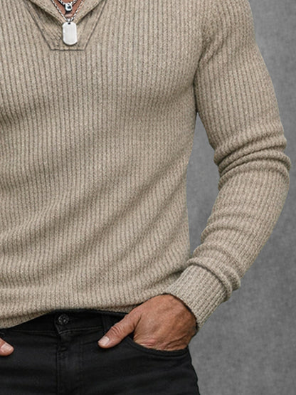 Comfortable Fit Shawl Collar Knit Top