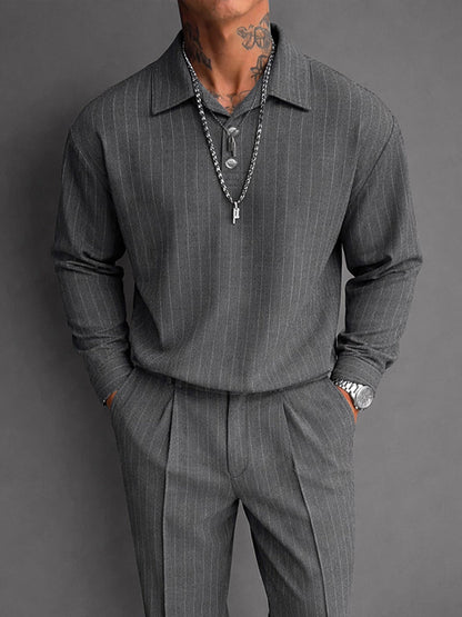 Casual Vertical Striped Matching Set