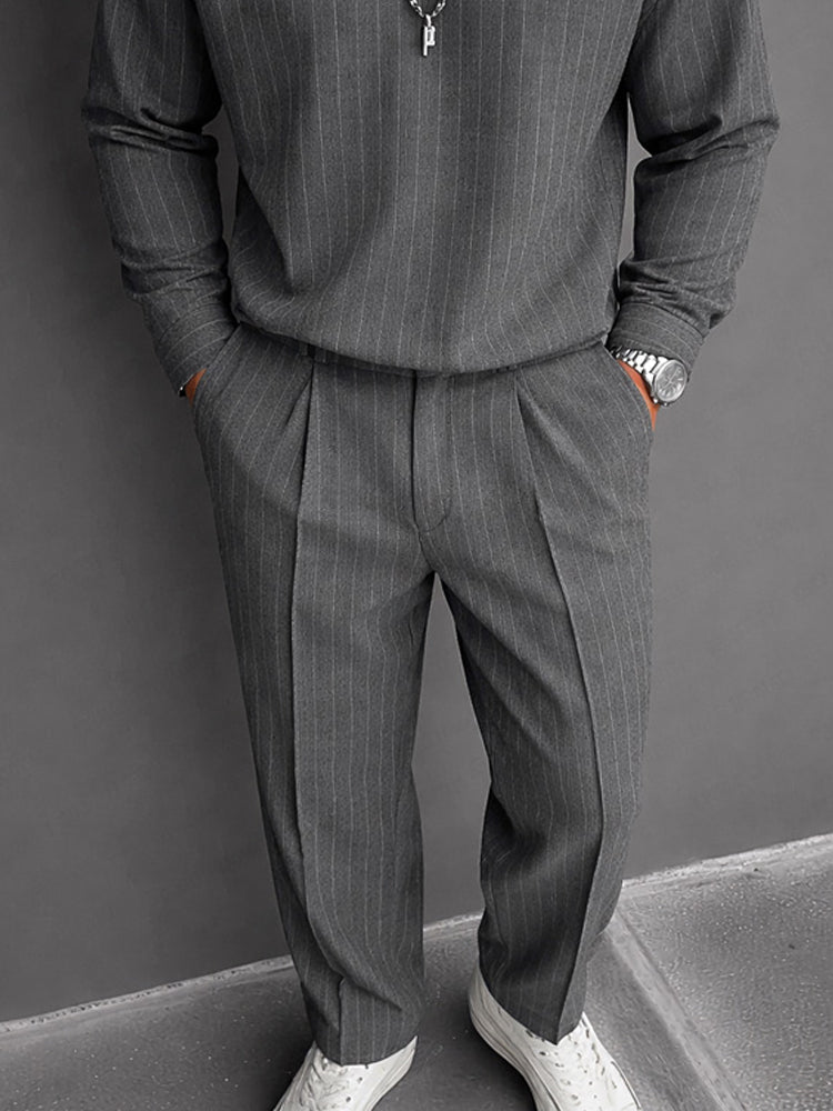 Casual Vertical Striped Matching Set