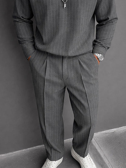 Casual Vertical Striped Matching Set