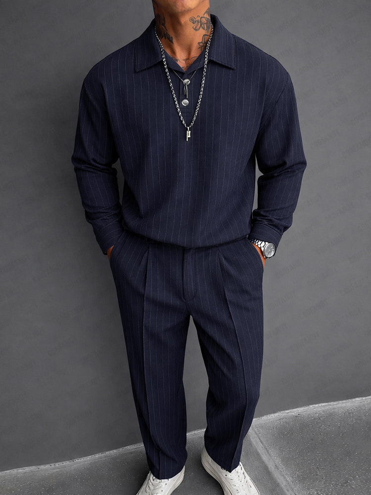 Casual Vertical Striped Matching Set