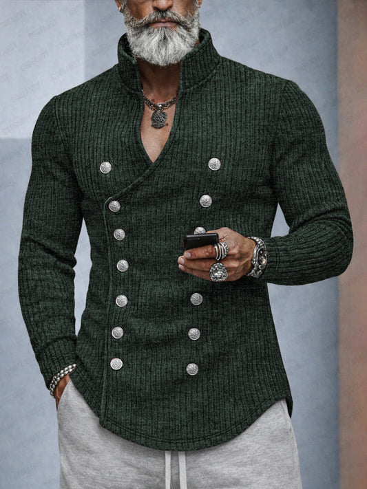 Stylish Double Breasted Knit Cardigan