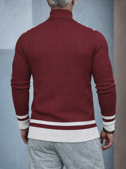 Stylish Designer Contrast Turtleneck Knit Top