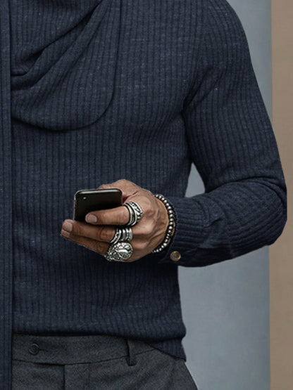 Turtleneck Knit Top with Detachable Matching Scarf