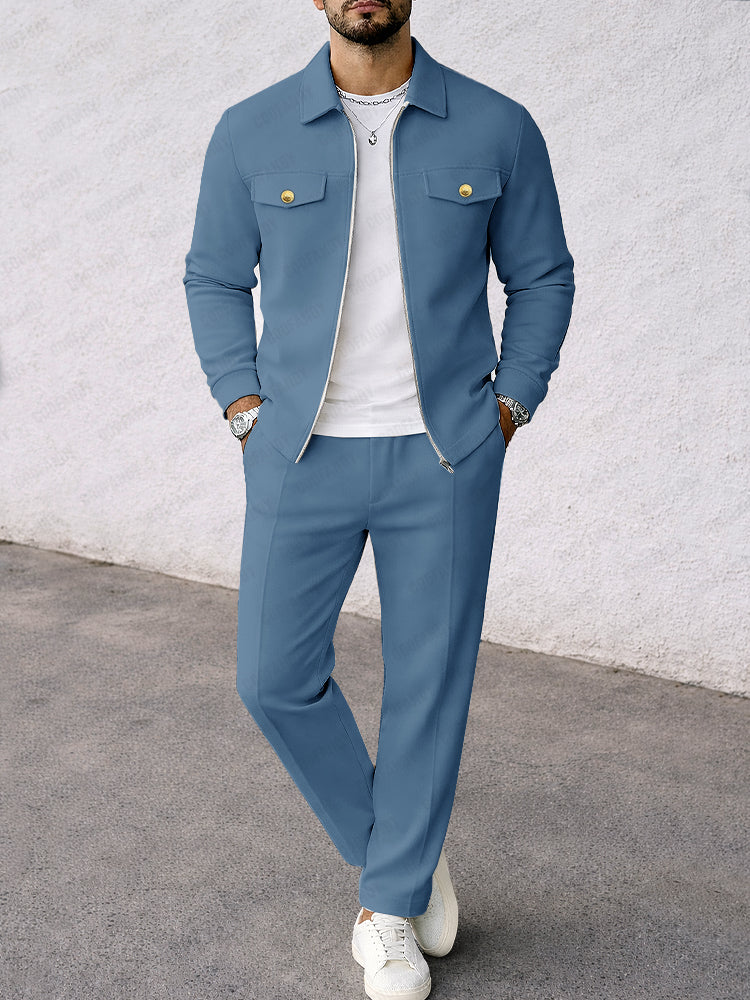 Classic Suede Jacket and Pants Set