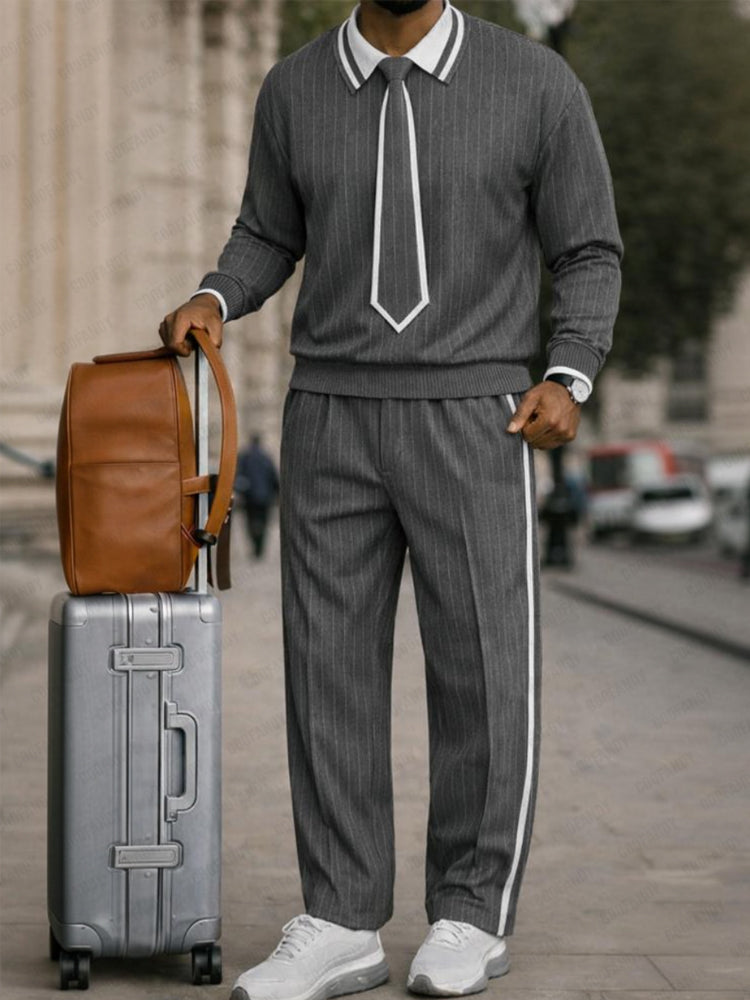 Unique Detachable Tie Design Pinstripe Matching Set