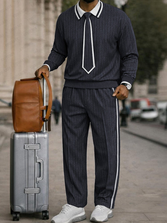 Unique Detachable Tie Design Pinstripe Matching Set