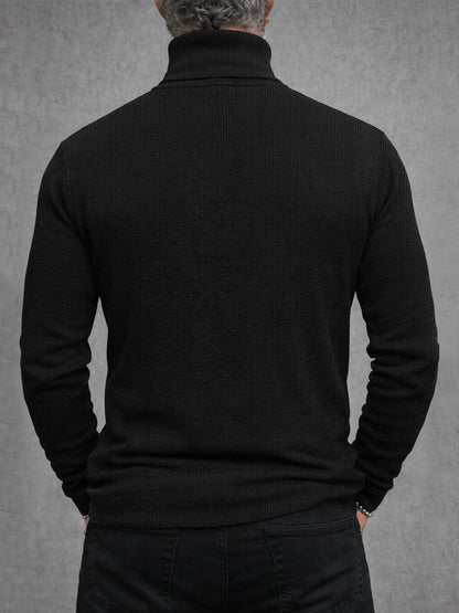 Stylish Leather Patchwork Turtleneck Top