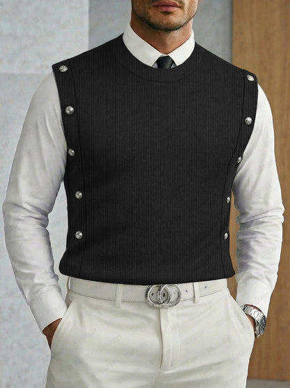 Trendy Versatile Button Accent Ribbed Vest