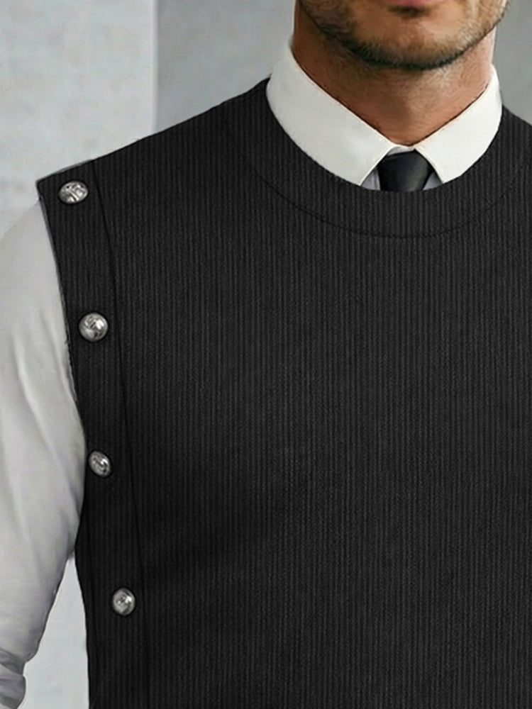Trendy Versatile Button Accent Ribbed Vest