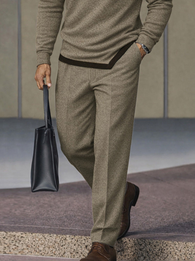 Versatile Asymmetric Hem Polo Shirt Pants Set