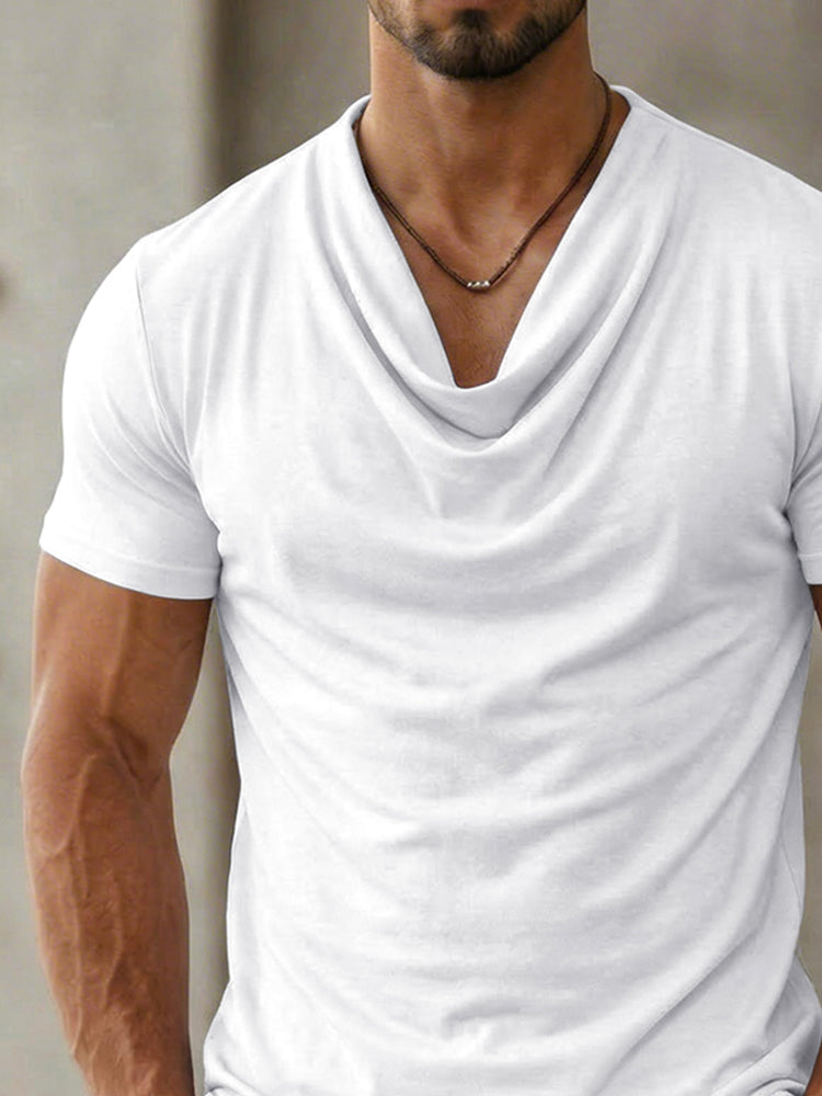 Casual Slim Fit Cowl Neck T-Shirt