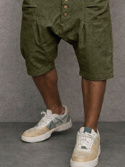Casual 100% Cotton Drop Crotch Harem Shorts