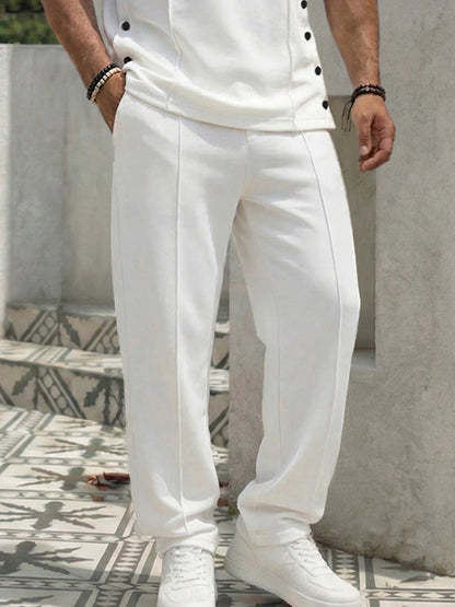 Urban Casual Button Accent T-Shirt Pants Set