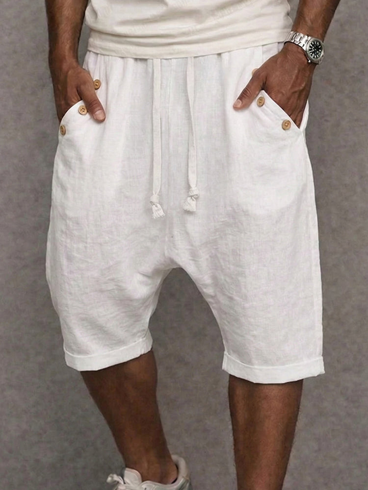 Breathable Cotton Drop Crotch Harem Shorts
