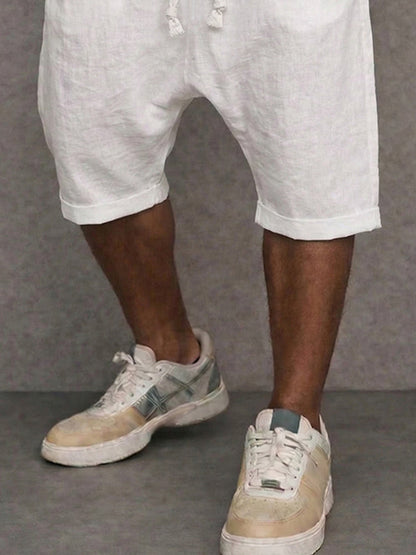 Breathable Cotton Drop Crotch Harem Shorts