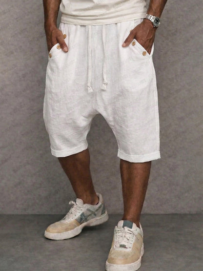 Breathable Cotton Drop Crotch Harem Shorts