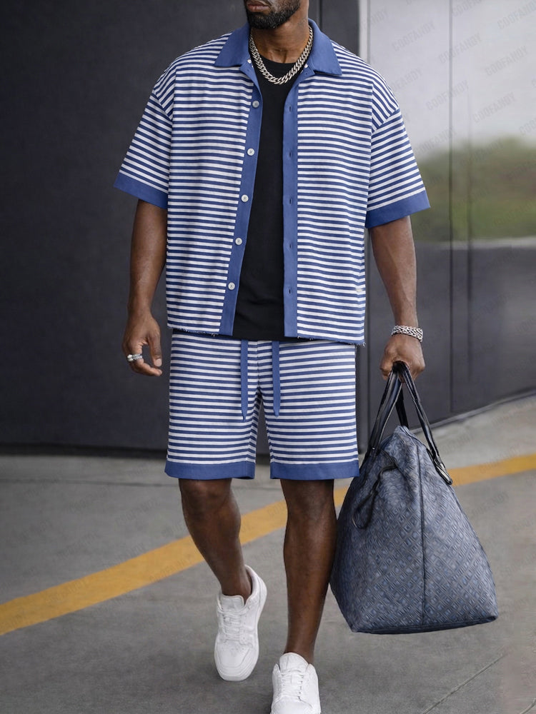 Sporty Contrast Color Stripe 2-Piece Set