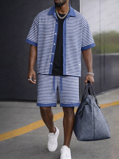 Sporty Contrast Color Stripe 2-Piece Set