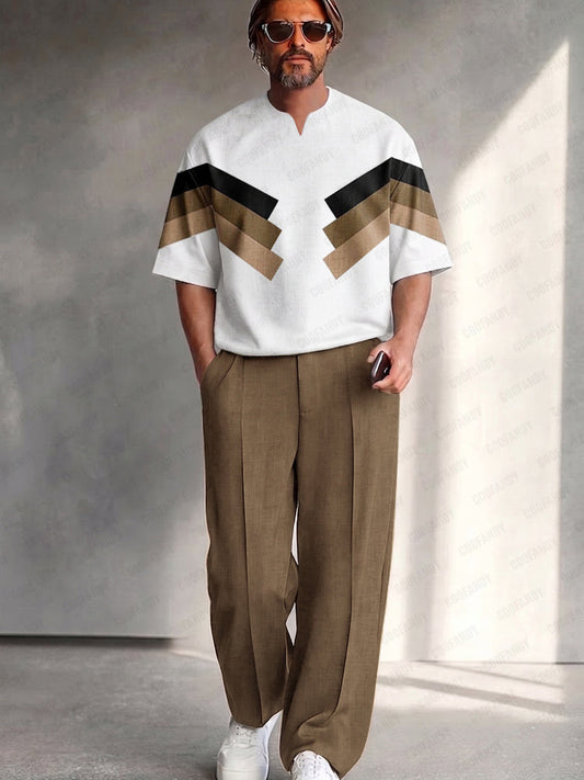 Urban Relaxed Fit Colorblock T-Shirt Pants Set